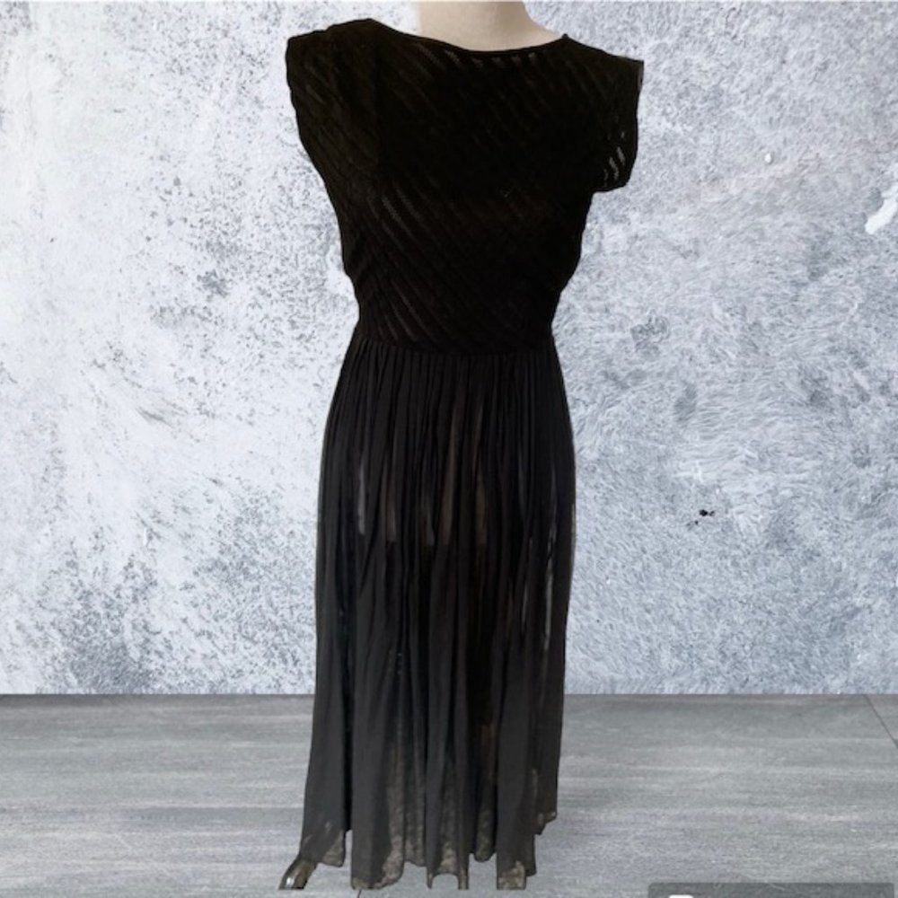 Audrey Hepburn Inspired Vintage Sheer Black Cocktail Dress